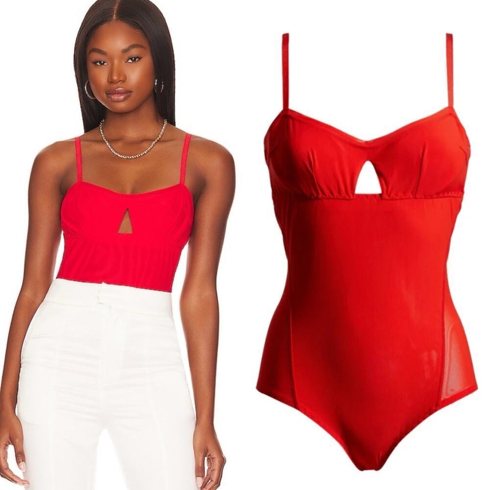 HAH Under the Wire Bodysuit in Blood Orange Small NWT